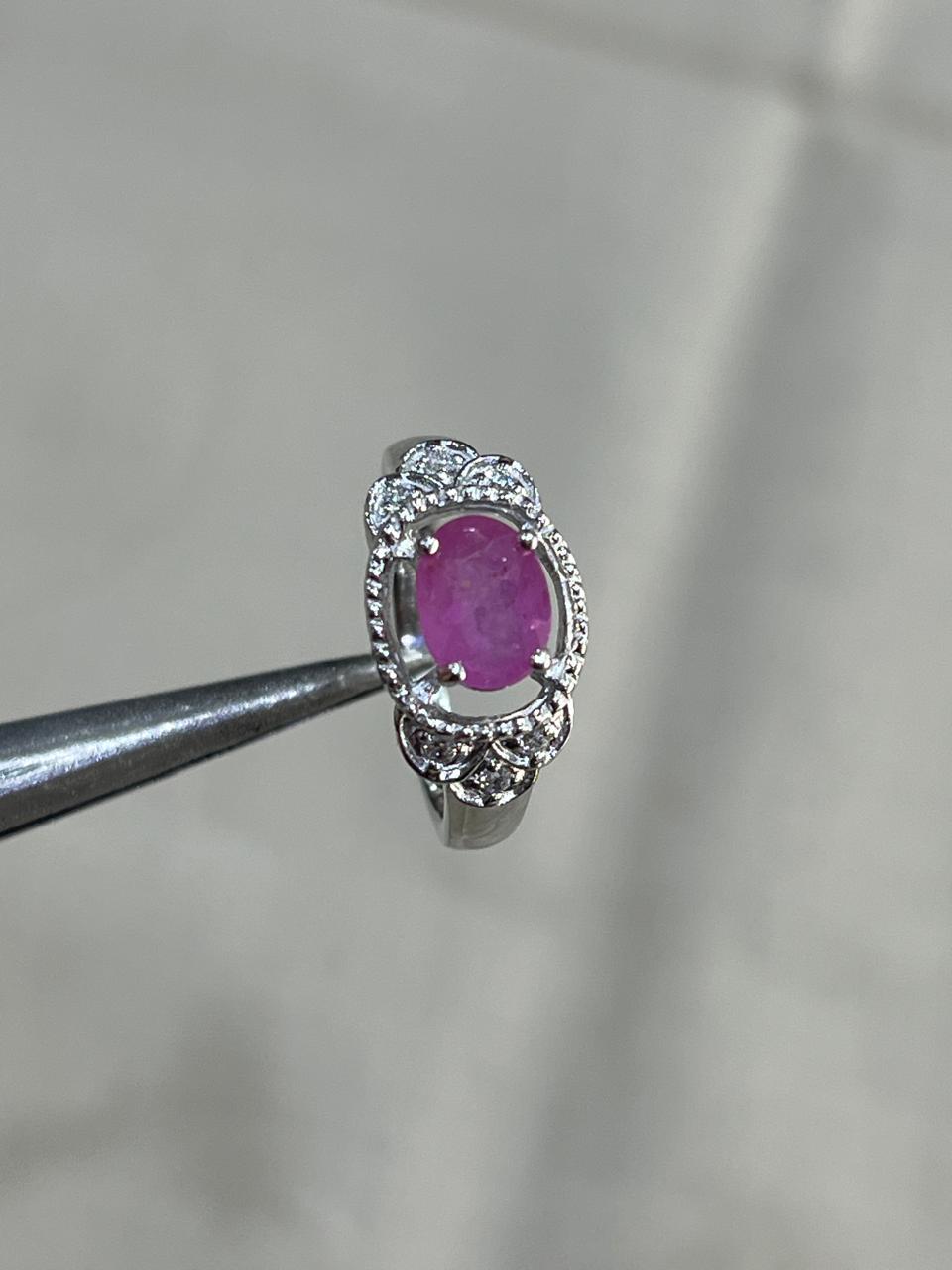925 Sterling Silver Ruby Stone Ring – Elegant Red Gemstone Ring for Women