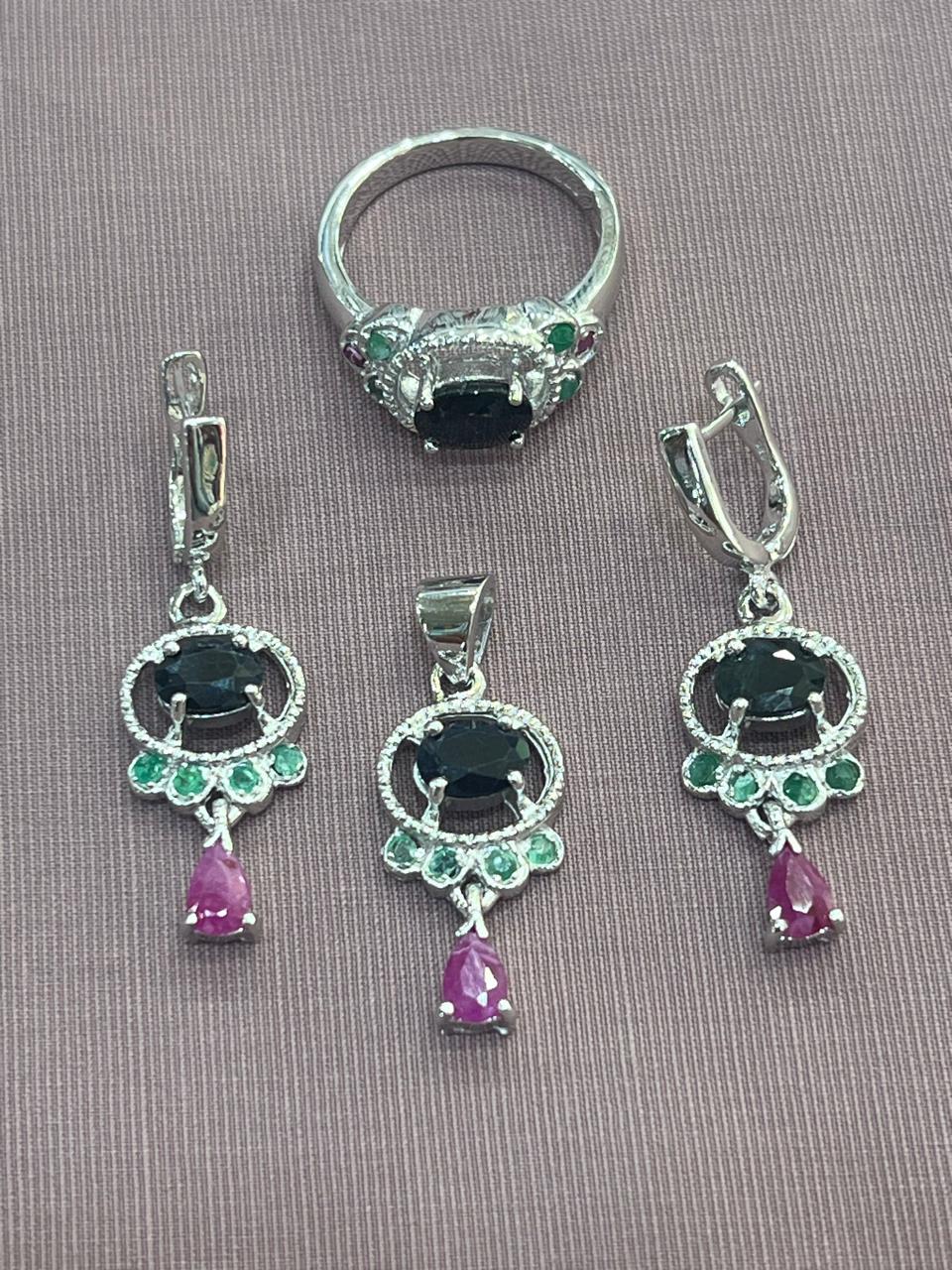 925 Sliver Multi Stones Jewelry Set