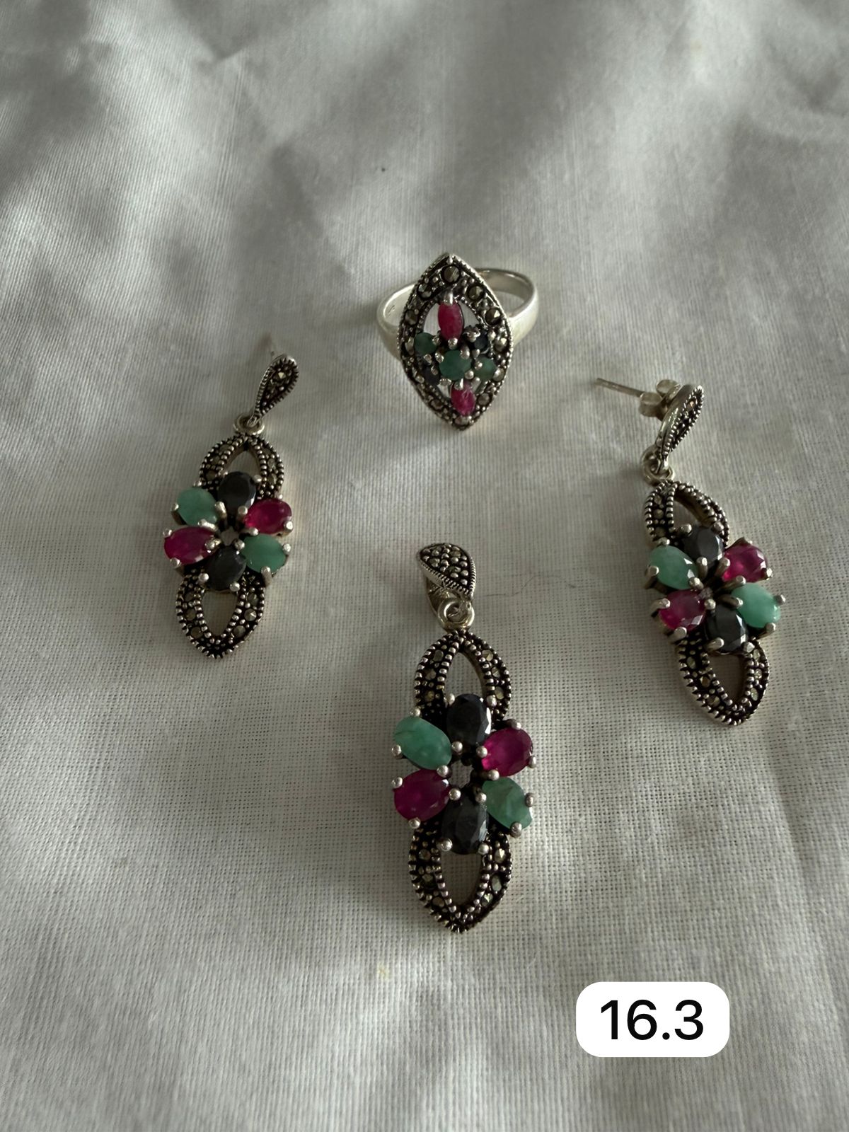 Sliver 925 Multi Stones Jewelry Set