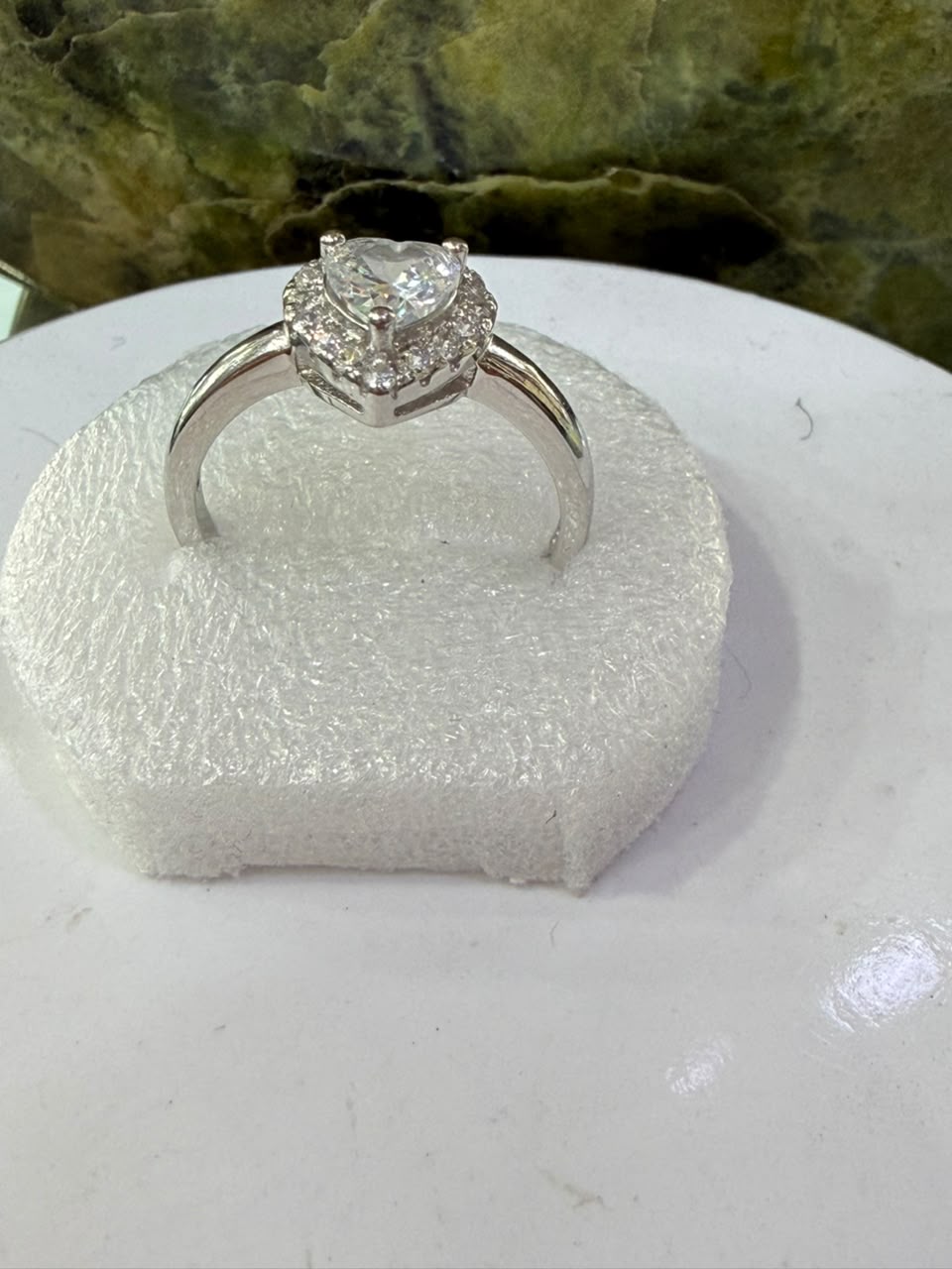 White Zircon Stone Ring Sliver 925