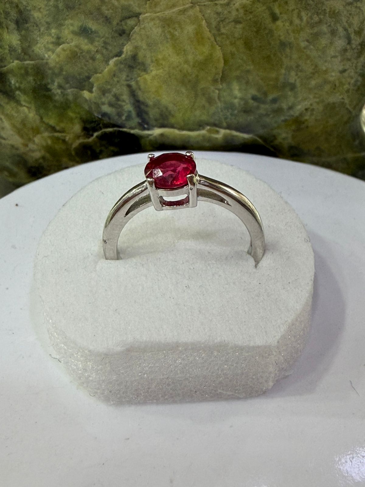 Red Zircon Stone Ring Sliver 925