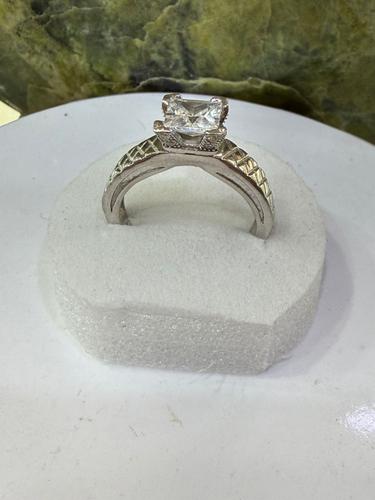 White Zircon Stone Ring Sliver 925