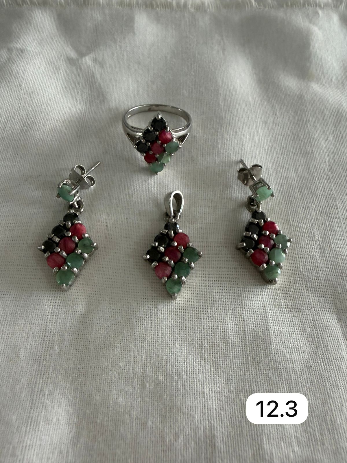 925 Rohdium Sliver Multi Stones Jewelry Set