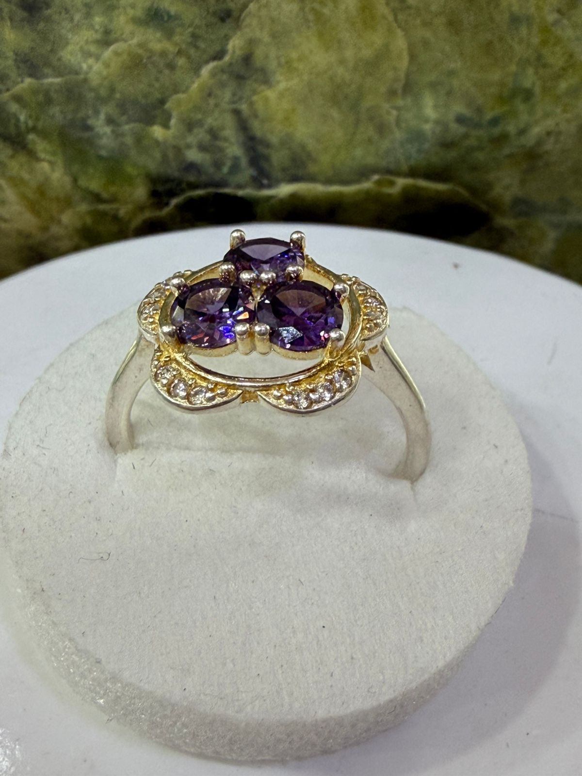 Purple Zircon Stone Ring Sliver 925