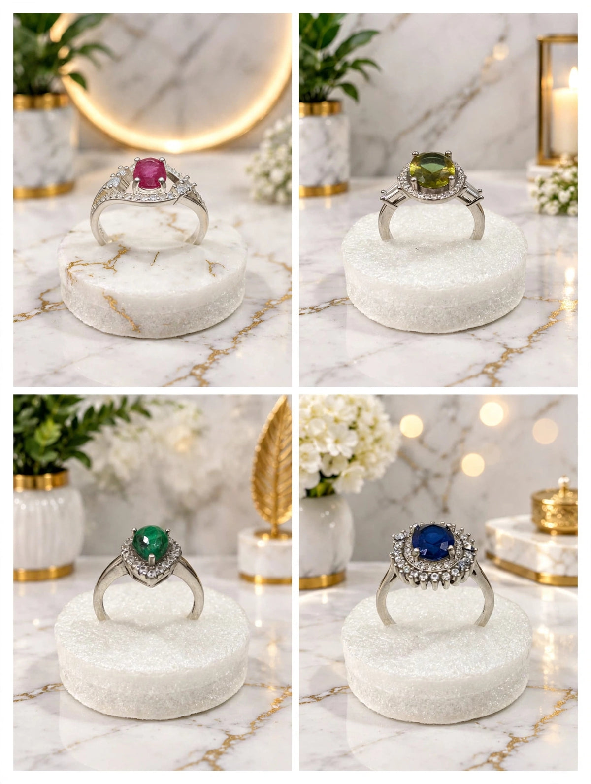 Natural Gemstone Rings – 925 Sterling Silver