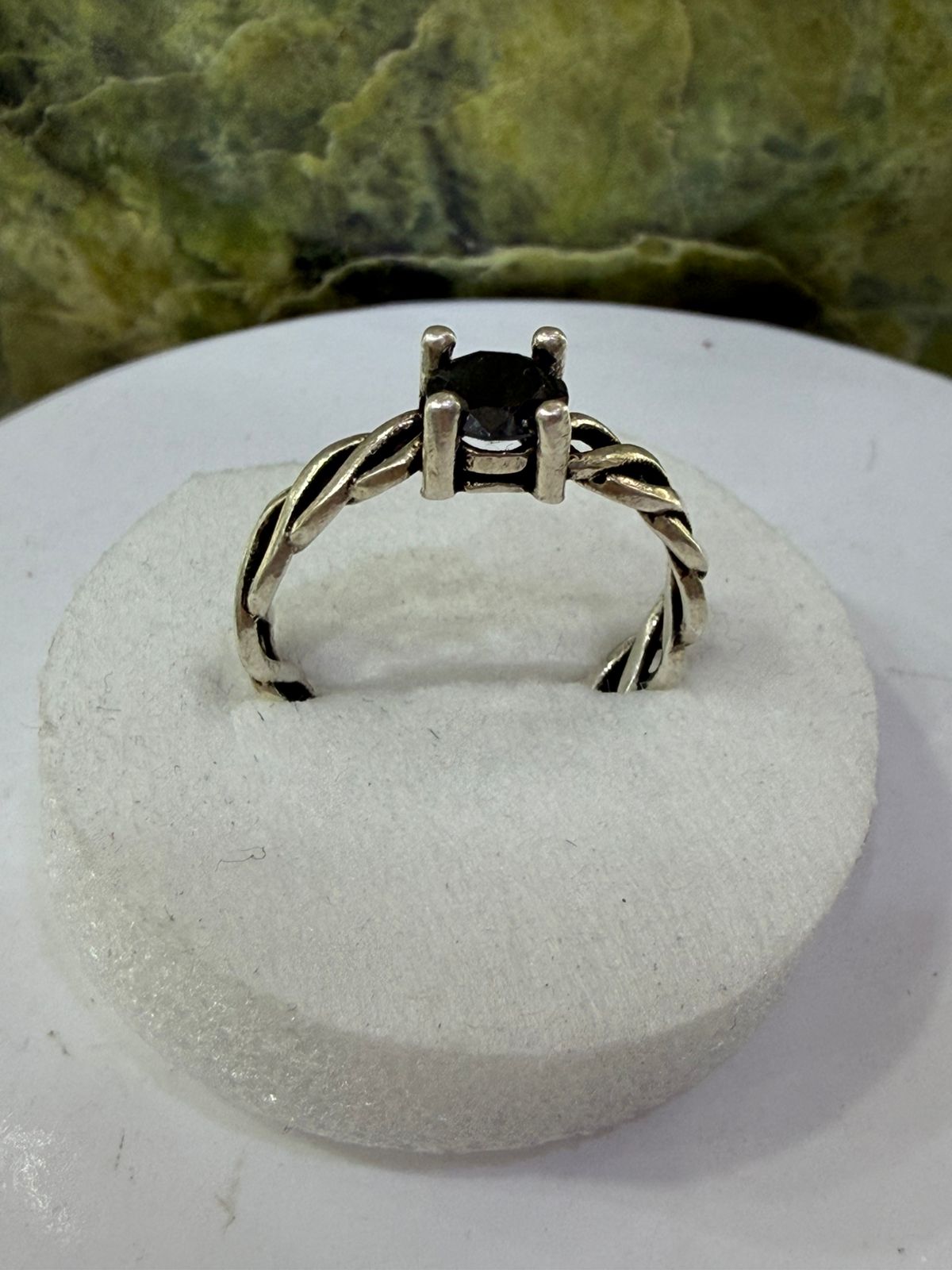 Black Zircon Stone Ring Sliver 925