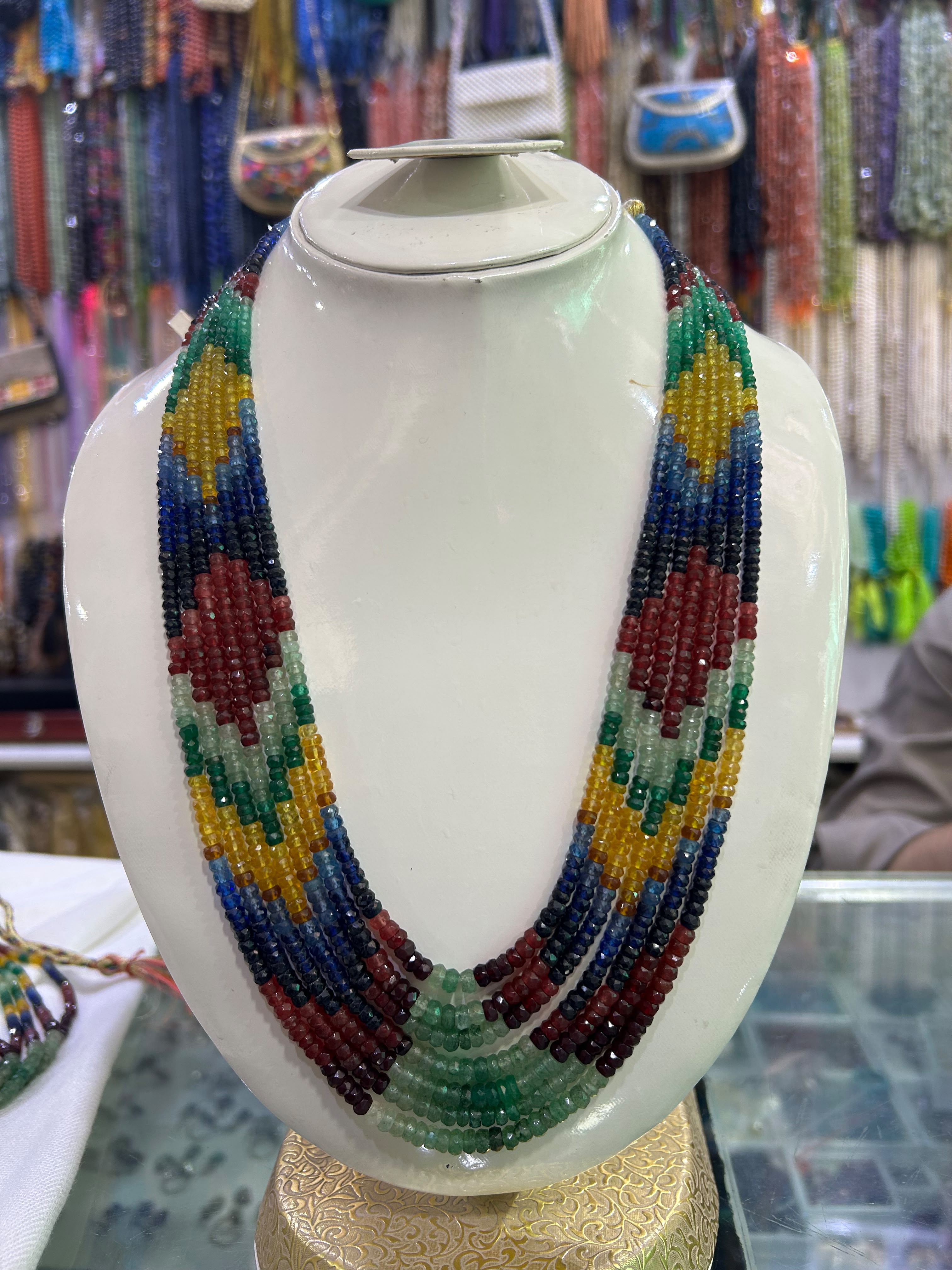 Multi Stones Necklace Ruby, Sapphire, Emerald