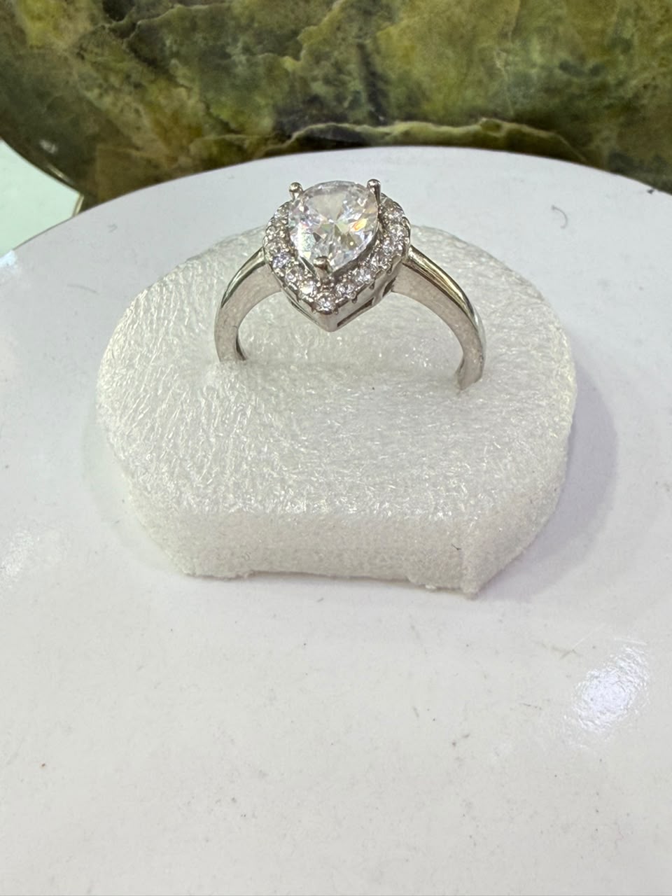White Zircon Stone Ring Sliver 925