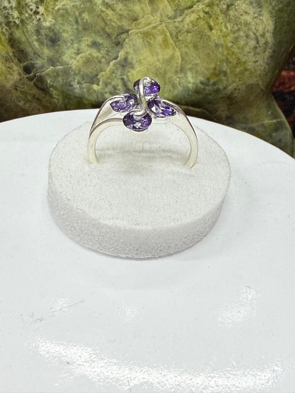 Purple Zircon Stone Ring Sliver 925