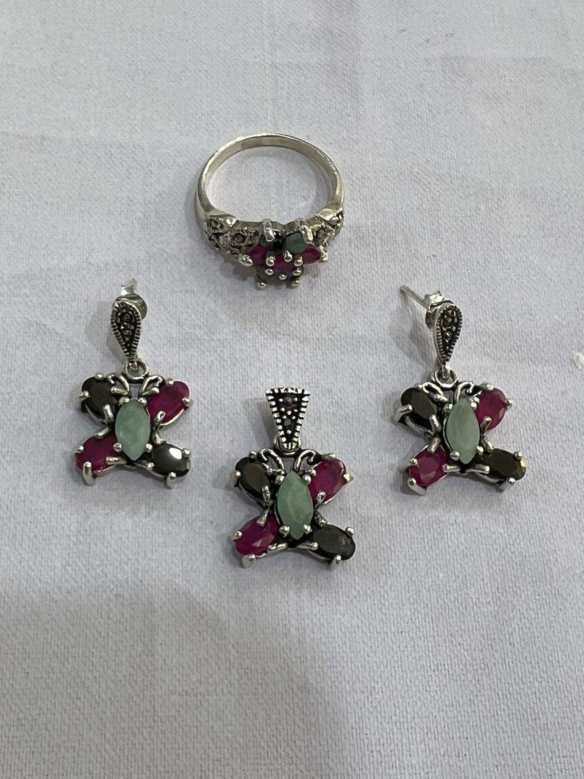 925 Rohdium Sliver Multi Stones Set