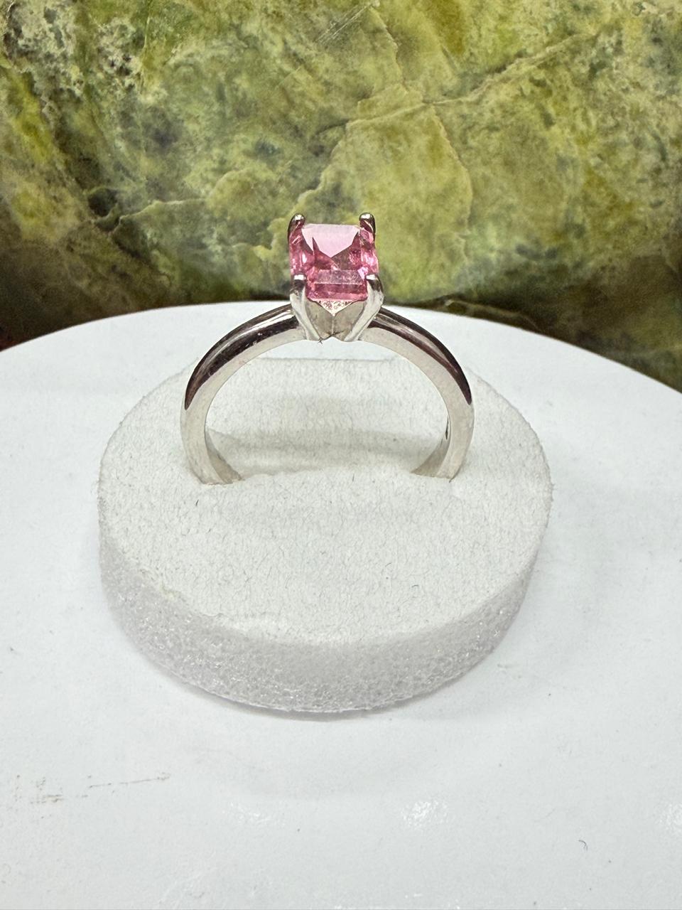 Pink Zircon Stone Ring Sliver 925