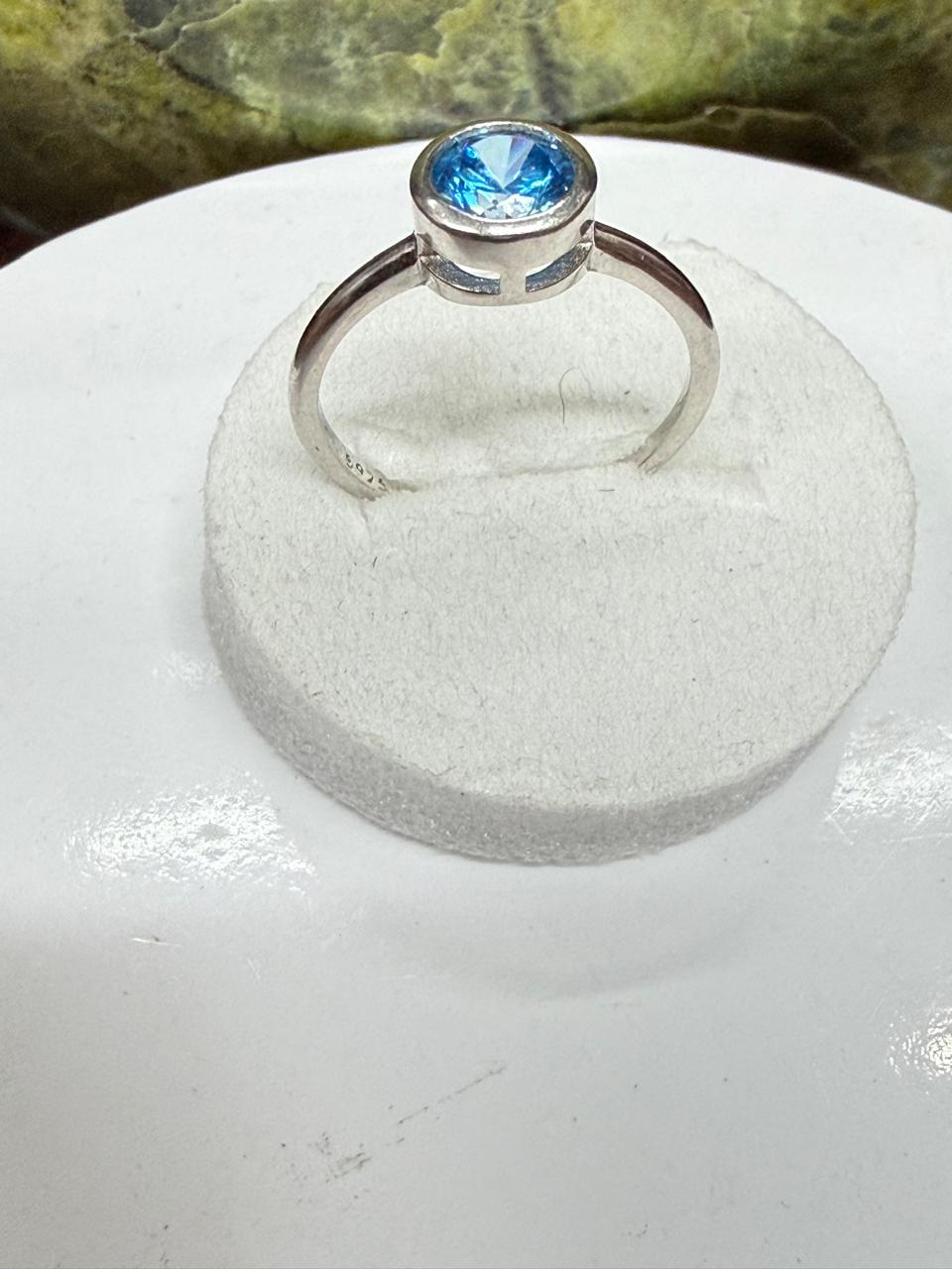 Sky Bule Zircon Stone Ring Sliver 925