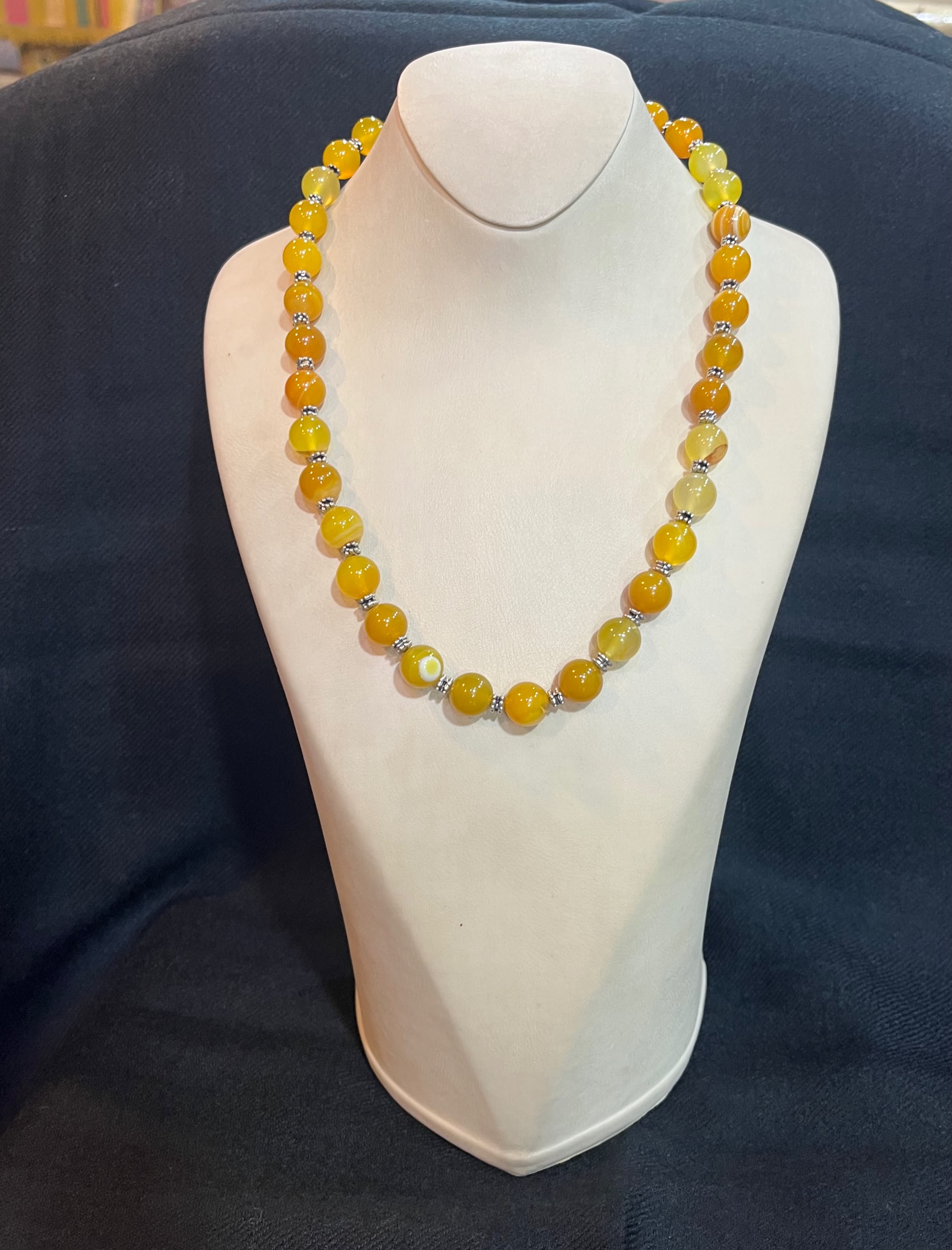 Yellow Aqeeq Stone Necklace