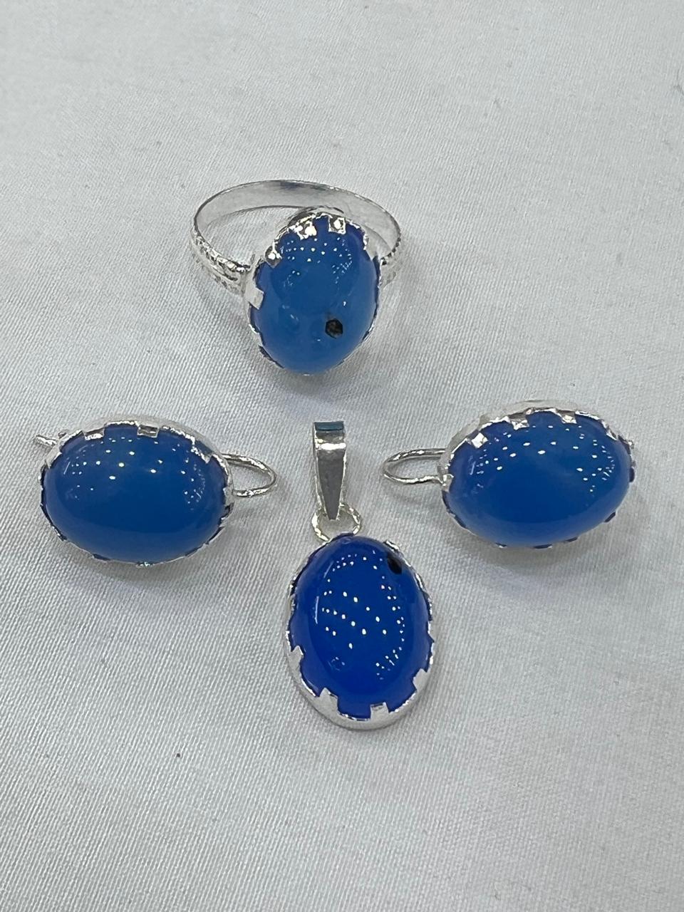 Bule Aqeeq Stone Sliver Set