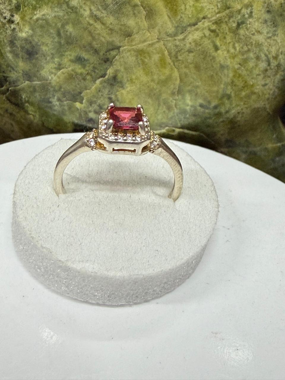 Red Zircon Stone Ring Sliver 925