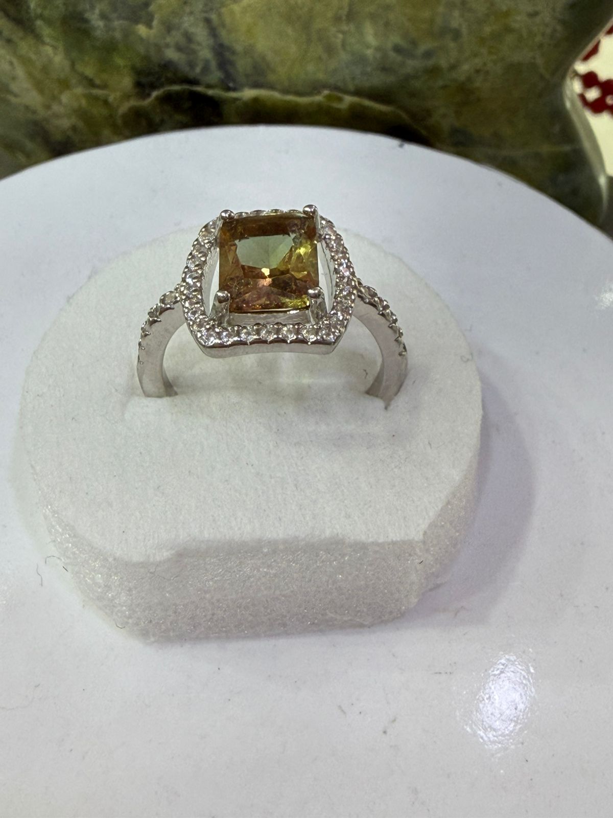 Brown Zircon Stone Ring Sliver 925