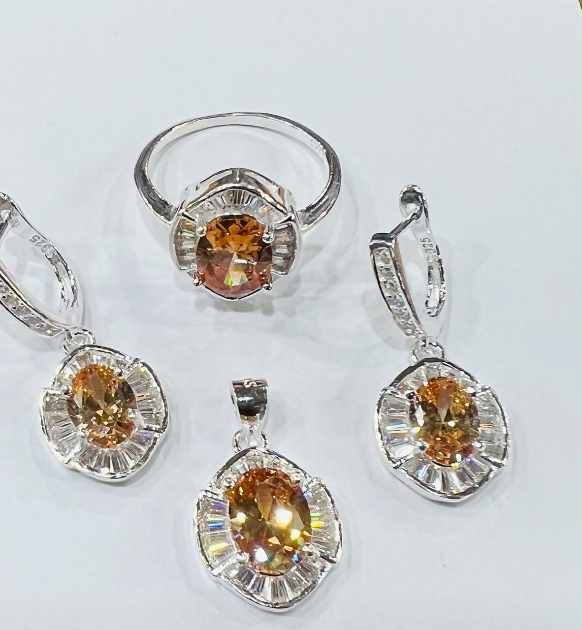 Zircon Stone Sterling Silver 925 Jewelry Set