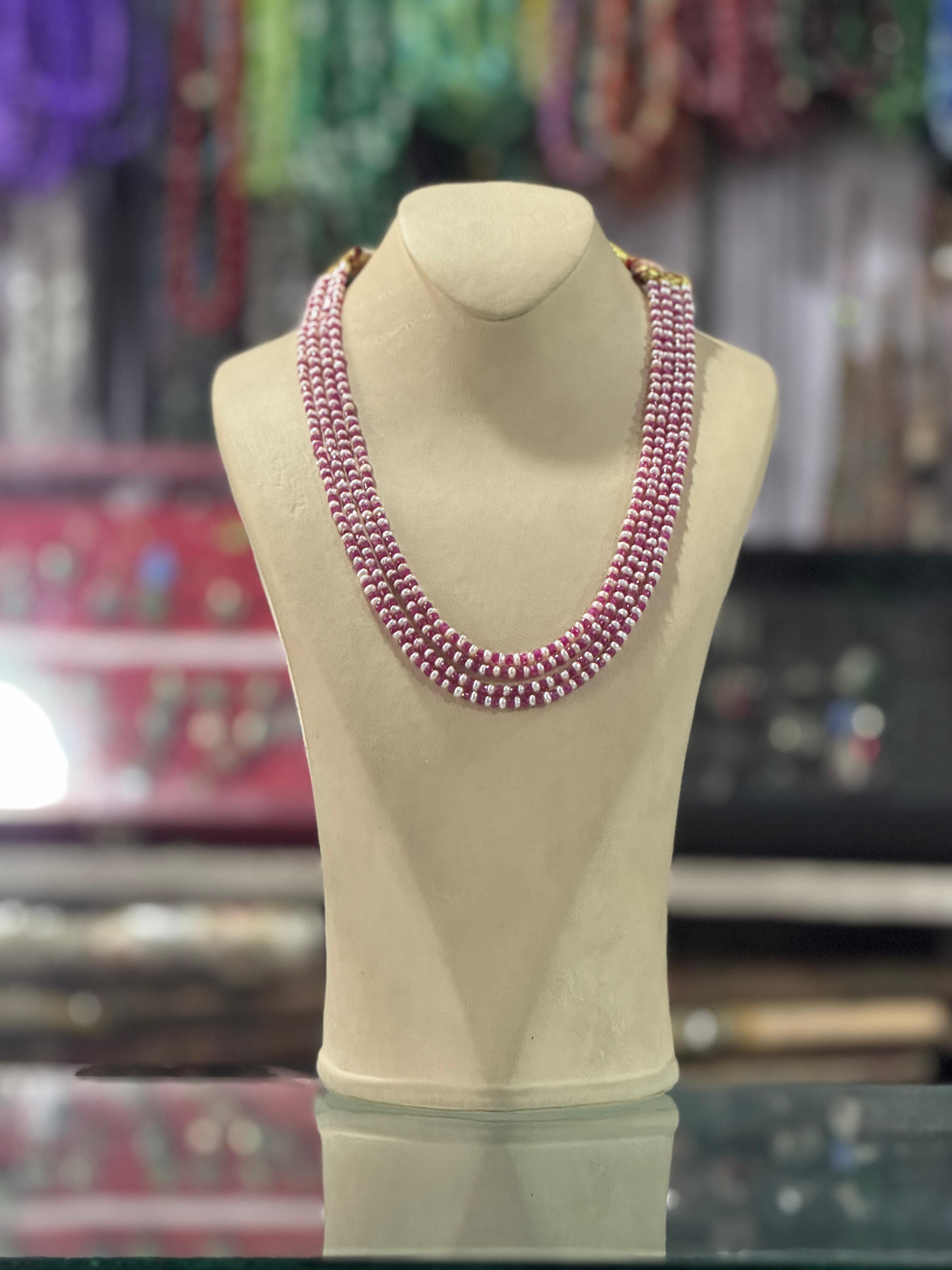 Fresh Water Pearls and Zircon Stones Mala Four String's