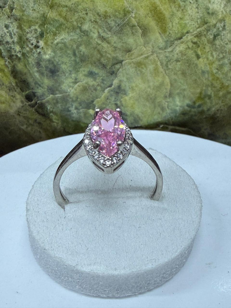 Pink Zircon Stone Ring Sliver 925