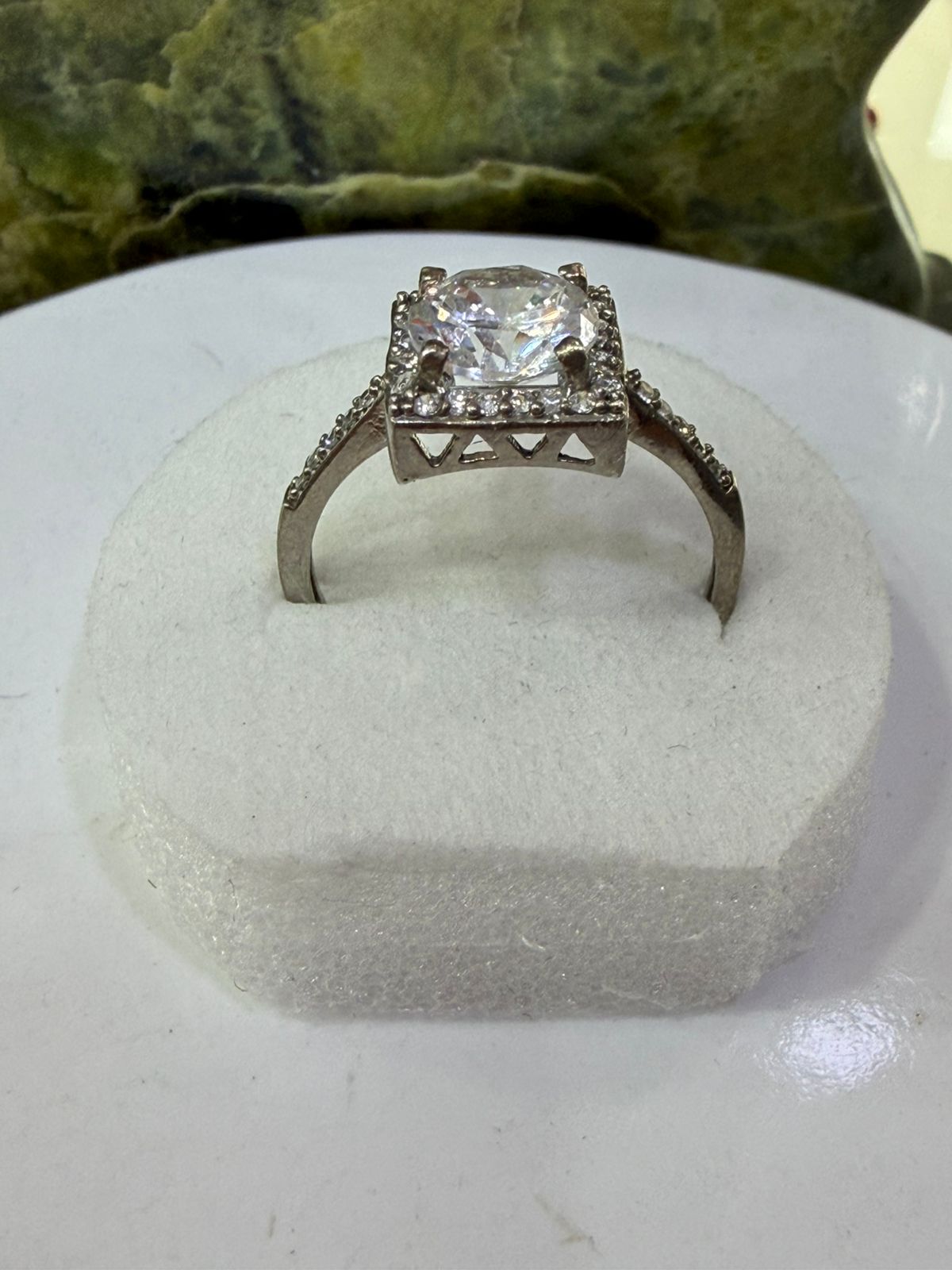 White Zircon Stone Ring Sliver 925