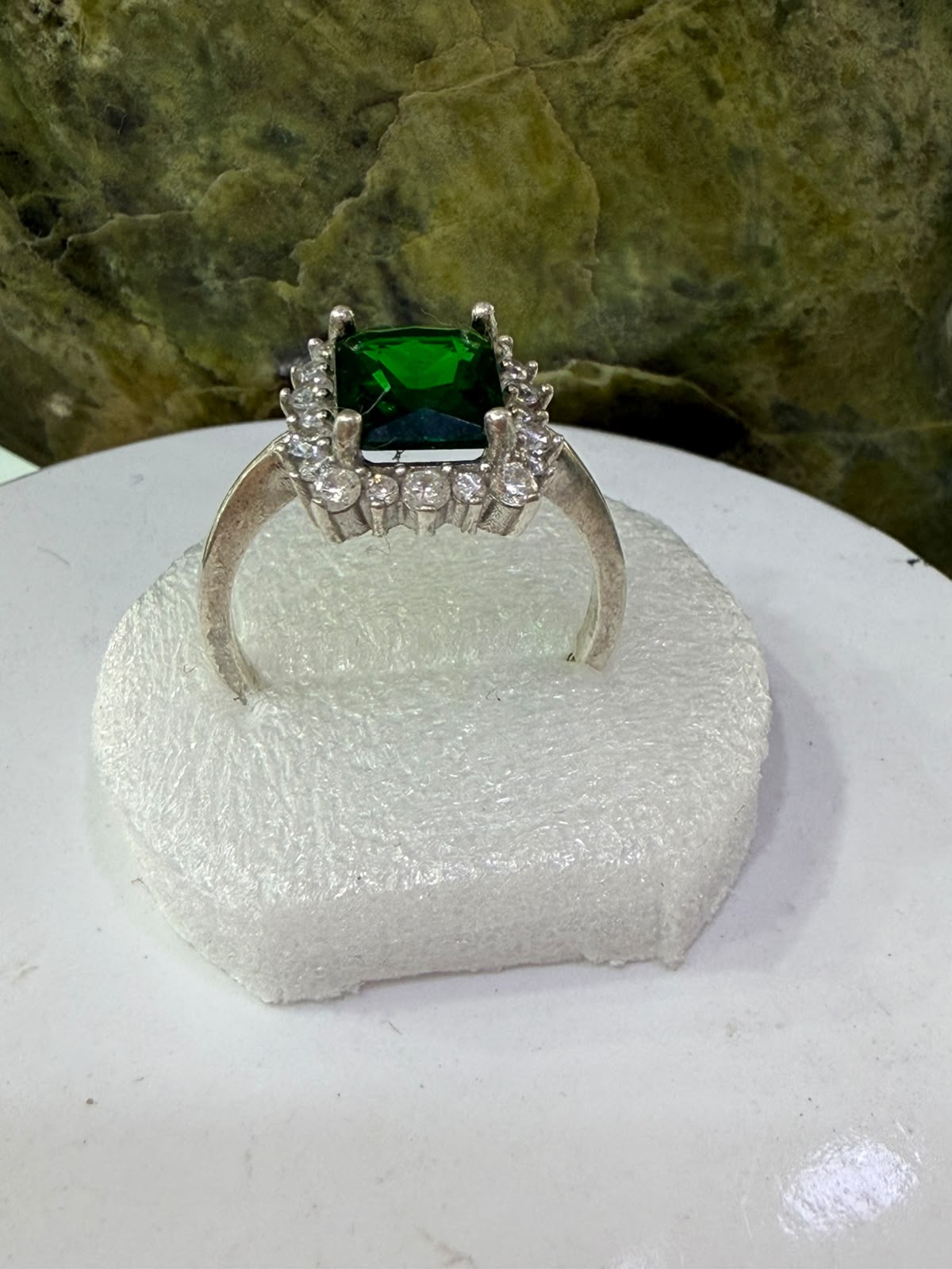Green Zircon Stone Ring Sliver 925
