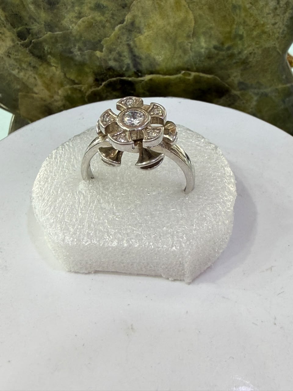 White Zircon Stone Ring Sliver 925
