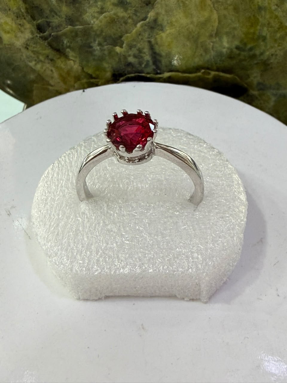Red Zircon Stone Ring Sliver 925