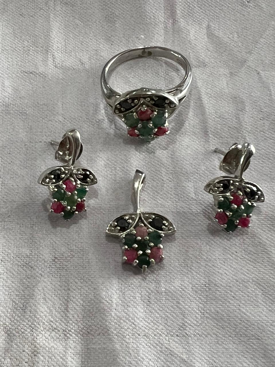 925 Sliver Multi Stones Set