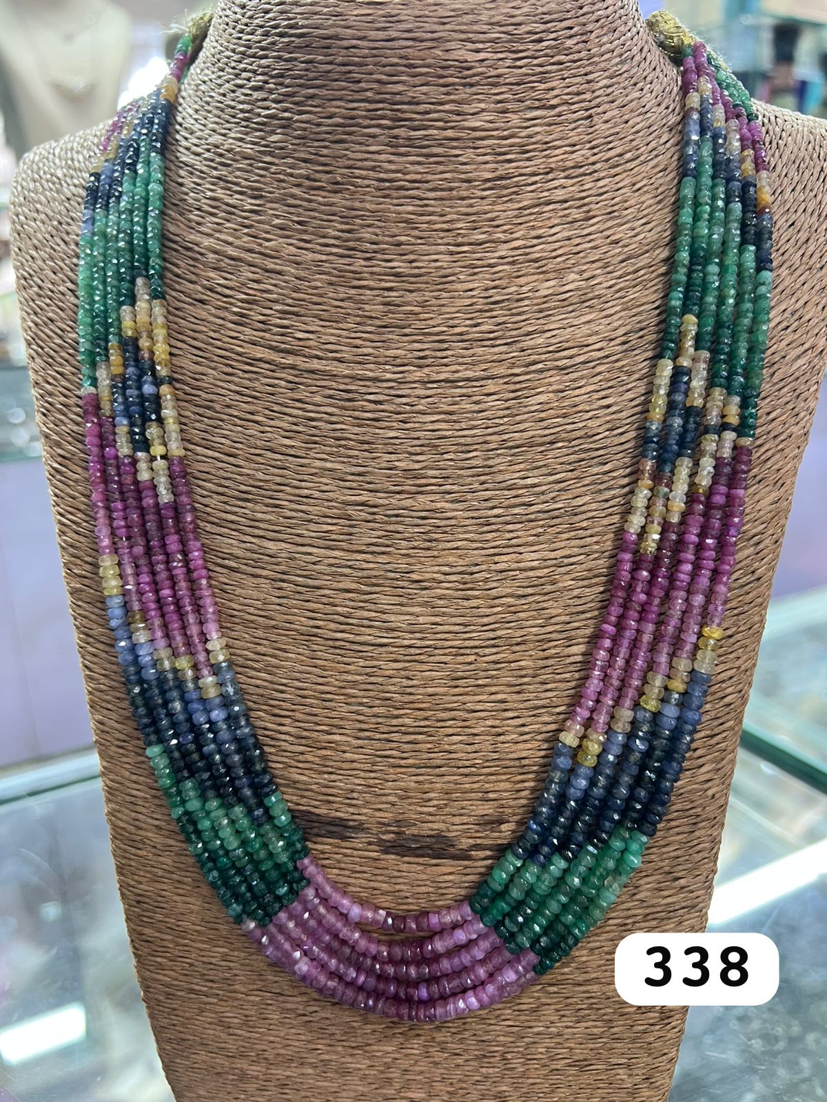 Natural Stones Necklace Ruby, Sapphire,Emerald