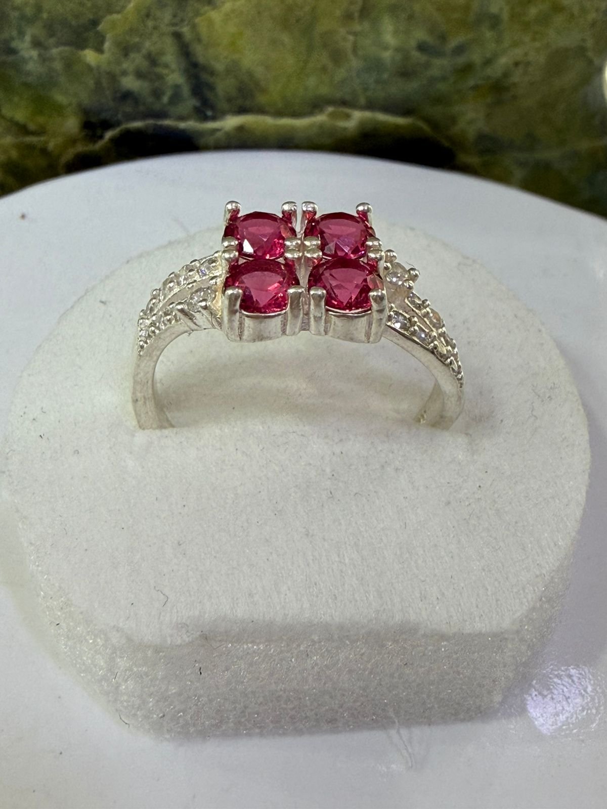 Red Zircon Stone Ring Sliver 925