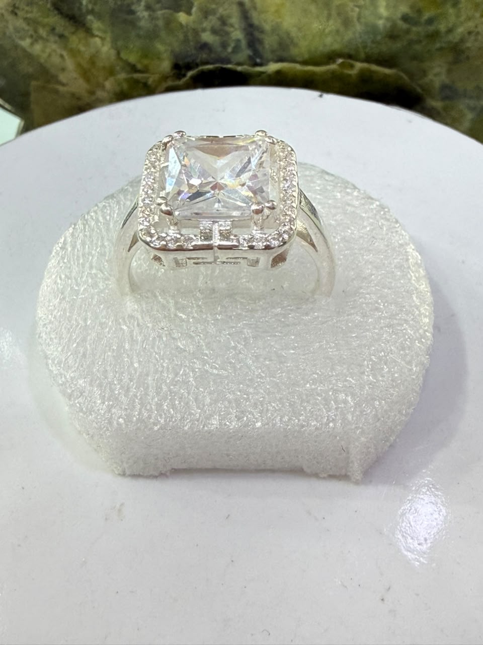 White Zircon Stone Ring Sliver 925