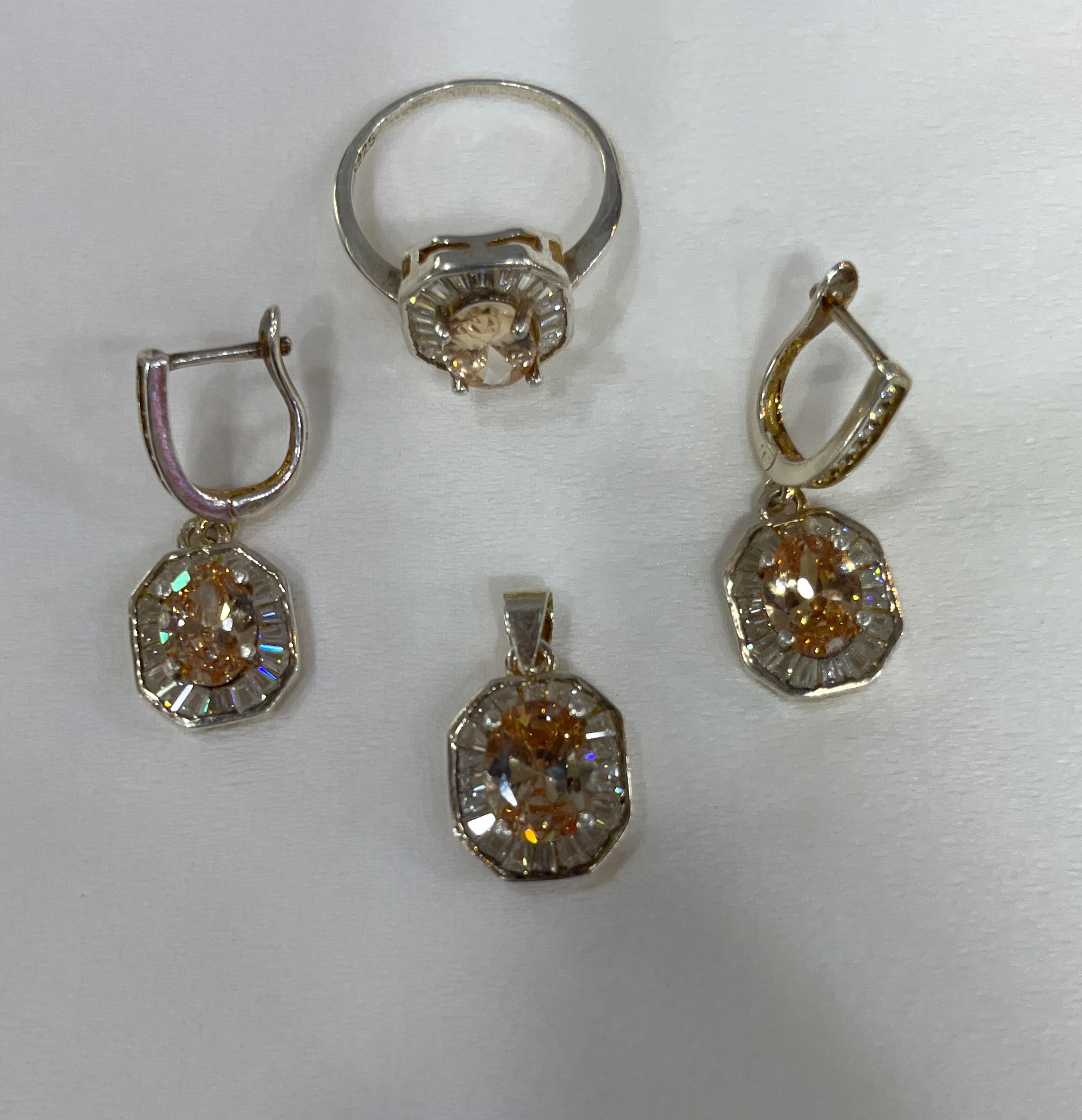Zircon Stone Sterling Silver 925 Jewelry Set