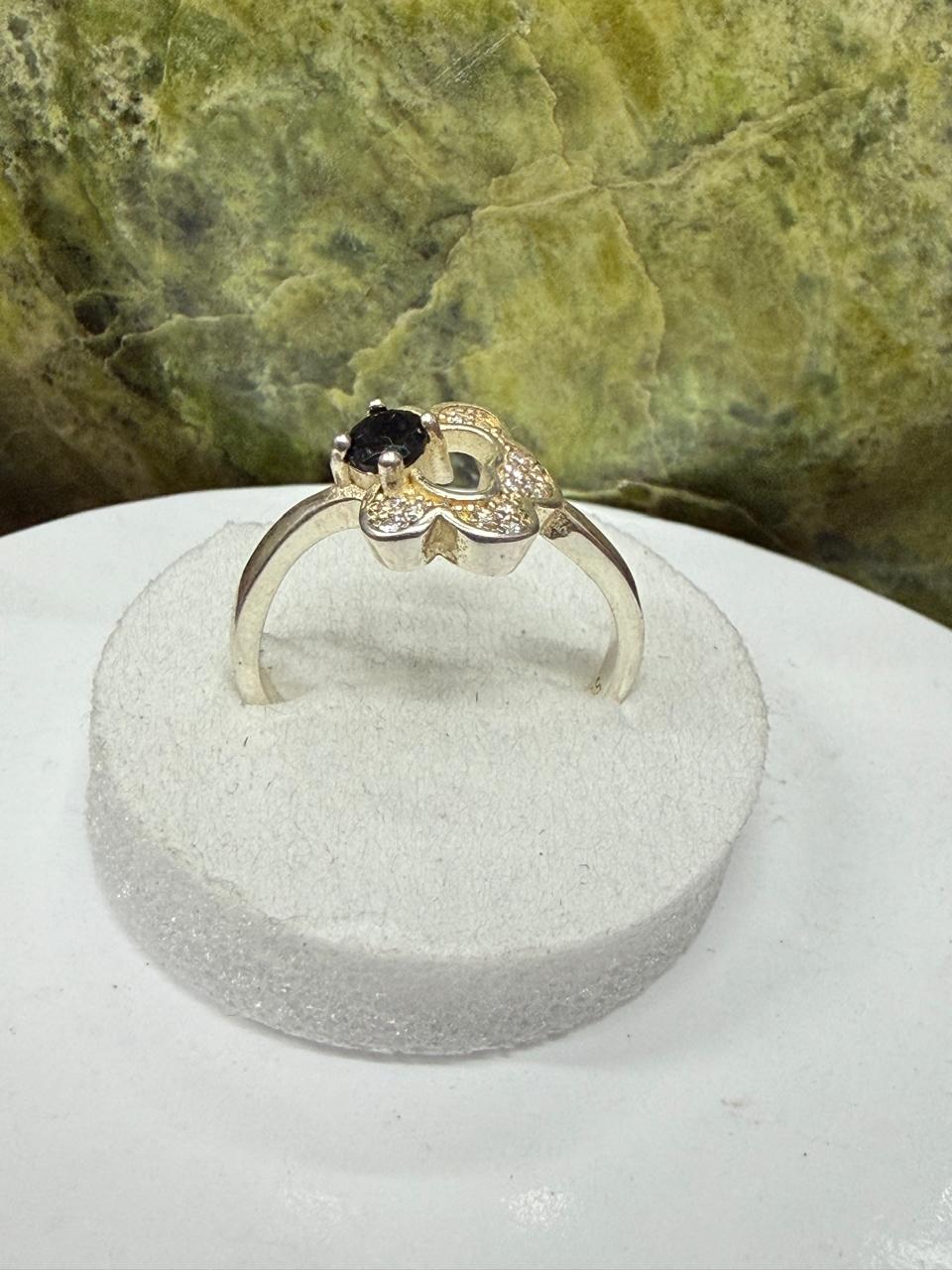 Black Zircon Stone Ring Sliver 925