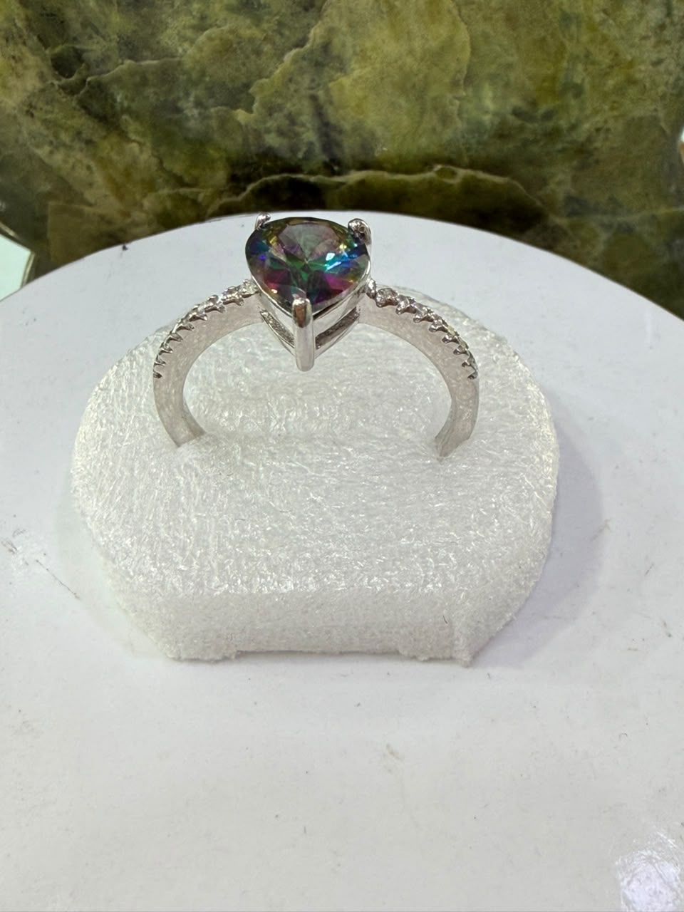 Rainbow Colors Zircon Stone Ring Sliver 925