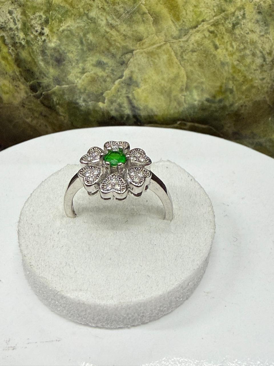 Green Zircon Stone Ring Sliver 925