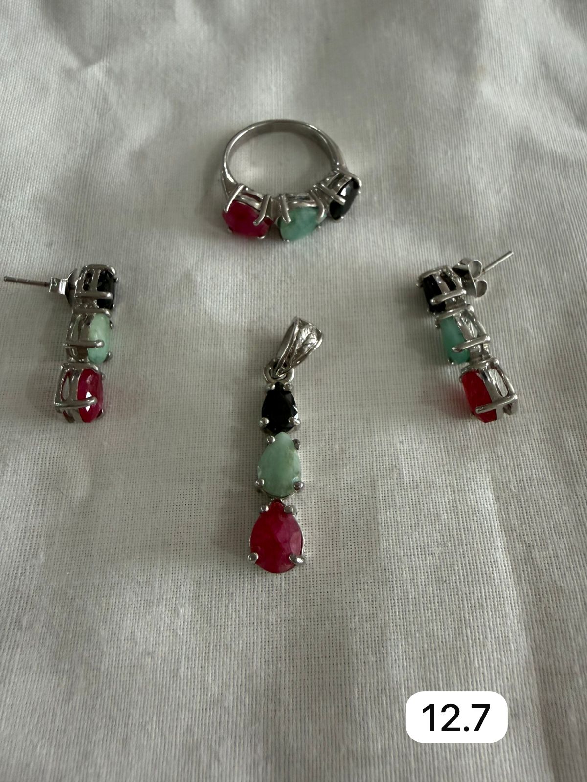 925 Rohdium Sliver Multi Stones Jewelry Set