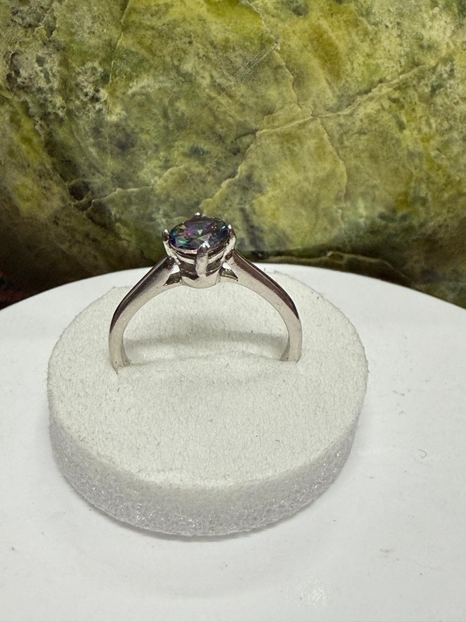 Rainbow Colors Zircon Stone Ring Sliver 925