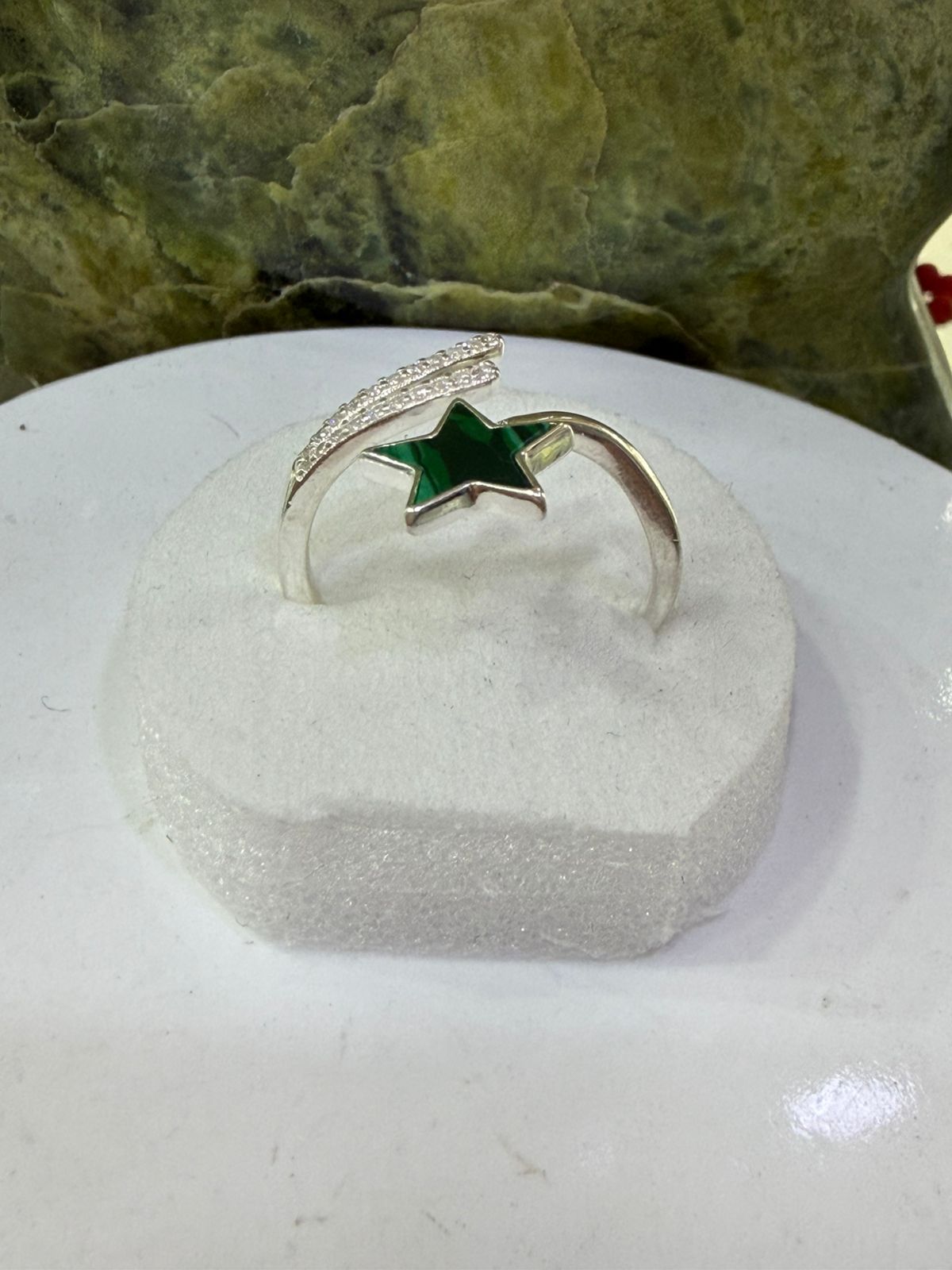 Green Zircon Stone Ring Sliver 925