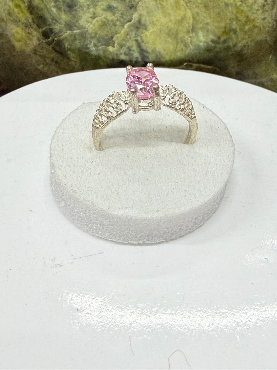 Pink Zircon Stone Ring Sliver 725