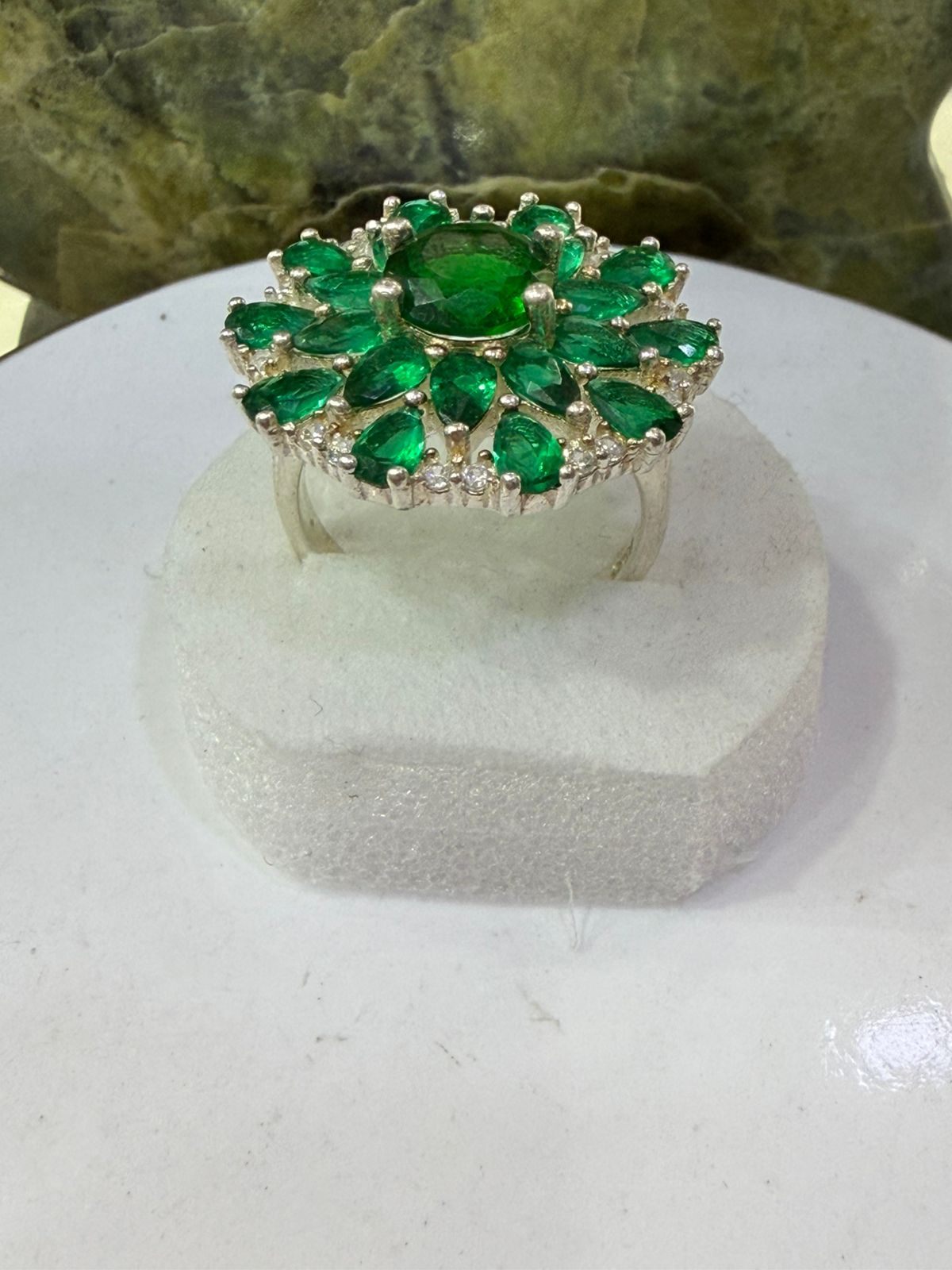 Green Zircon Stone Ring Sliver 925