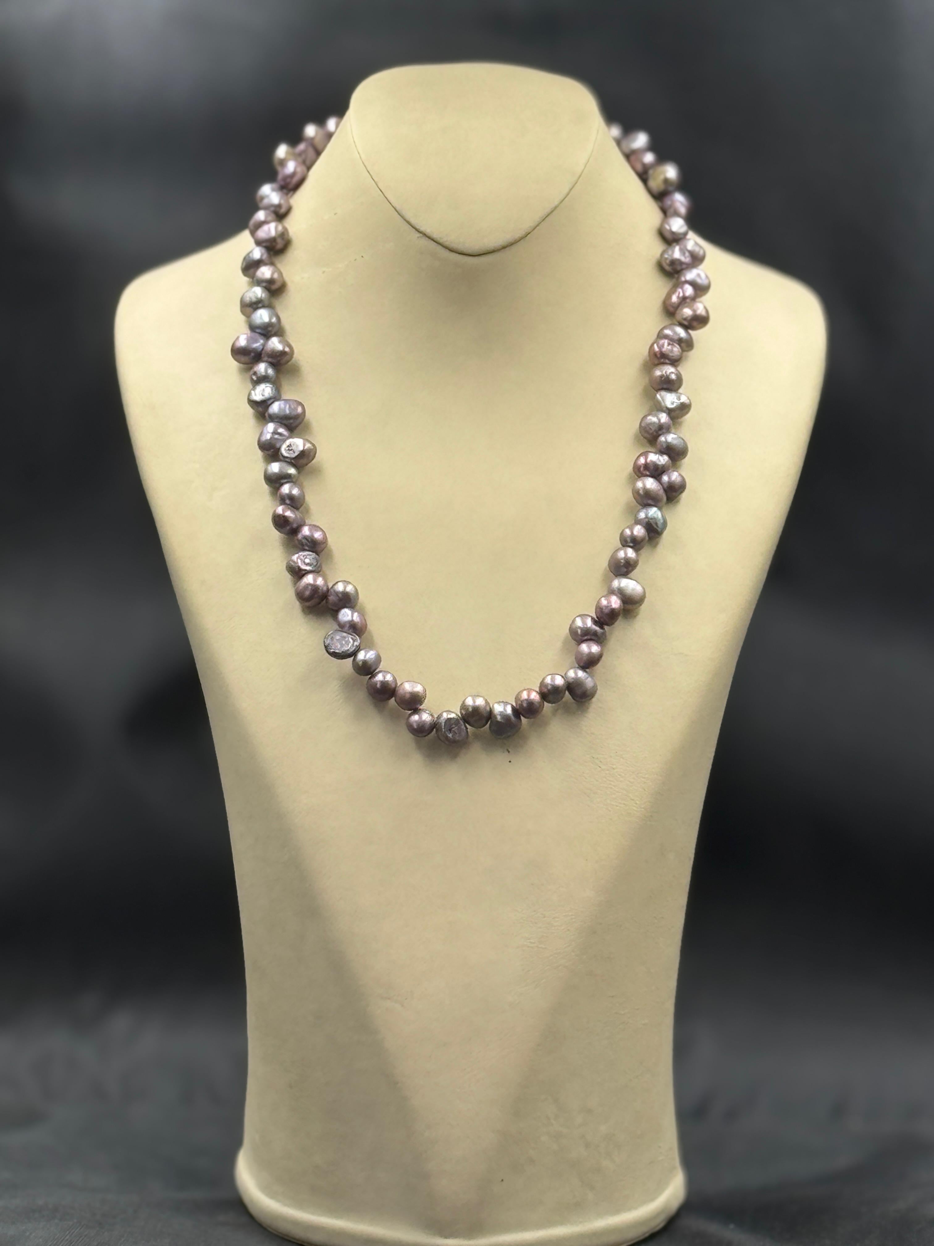 Gray Color Fresh Water Pearls Necklace