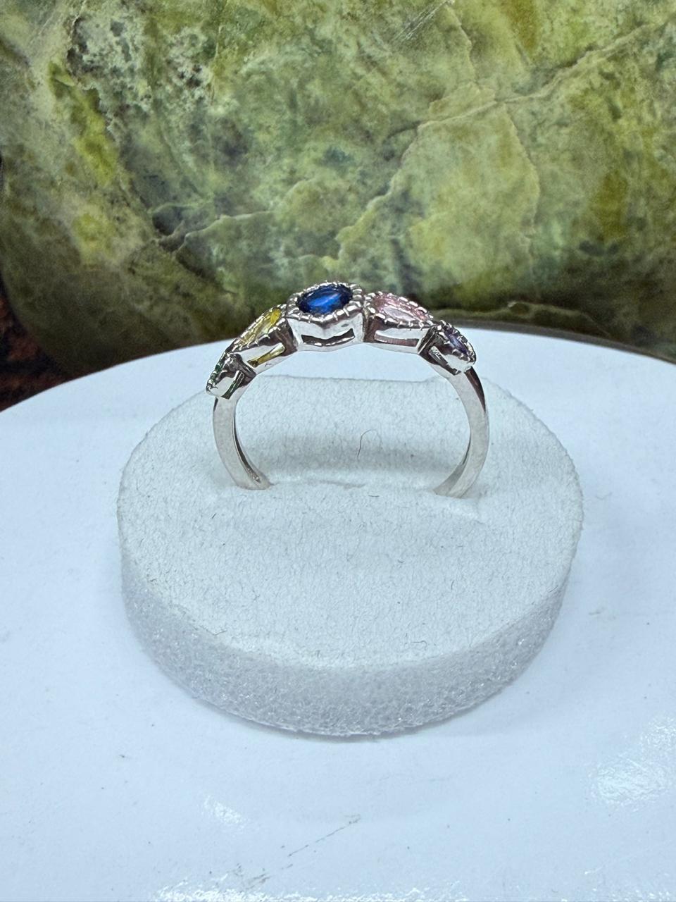 Blue Zircon Stone Ring Sliver 925