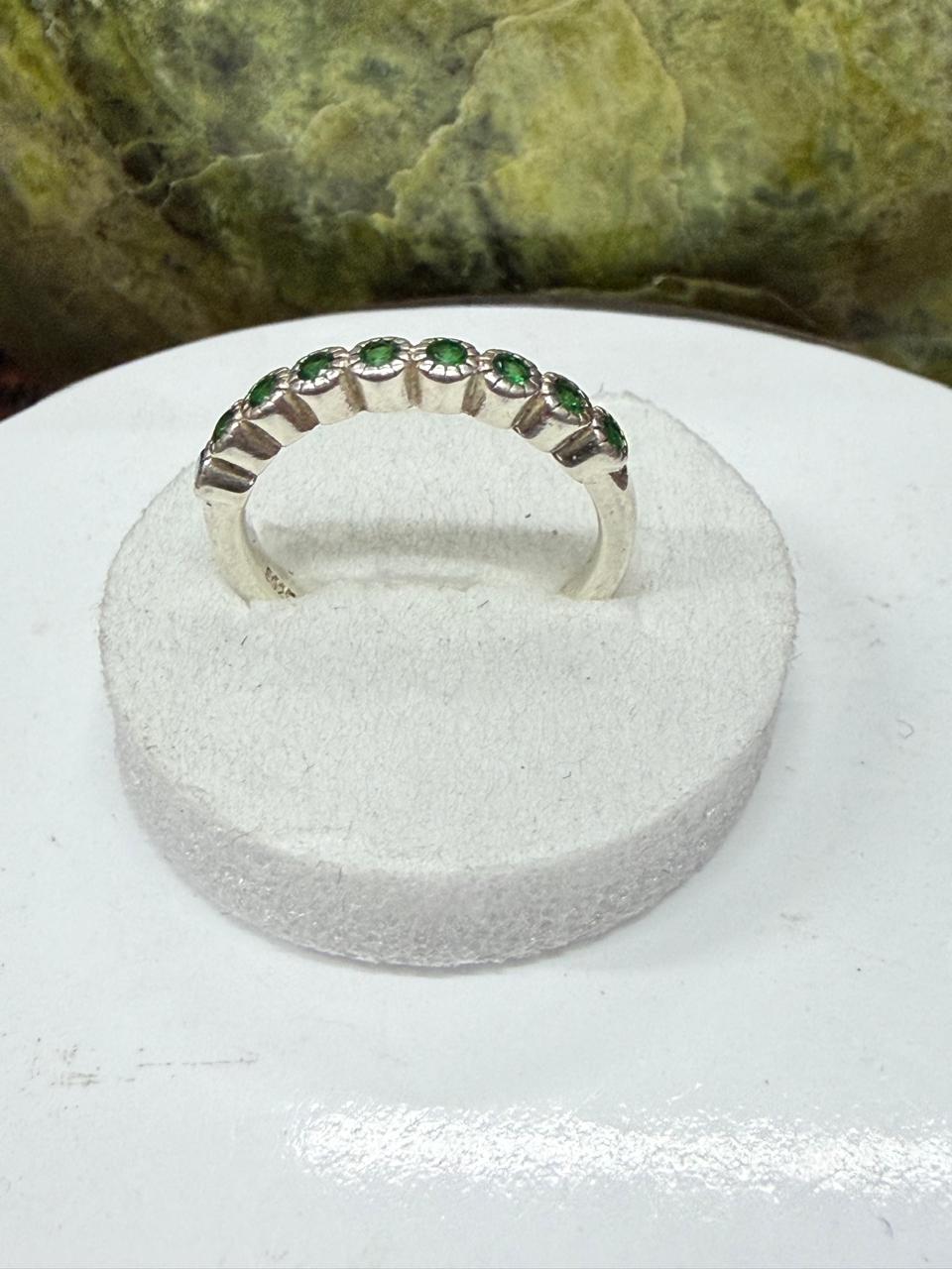 Green Zircon Stones Ring Sliver 925